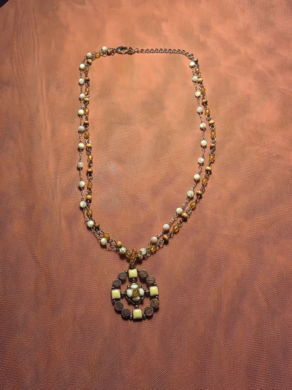 Yellow Beaded Pendant Necklace - Women Jewelry